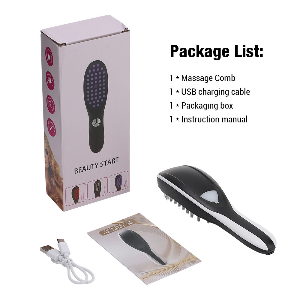 Scalp massage comb with retail box, USB cable and instruction leaflet