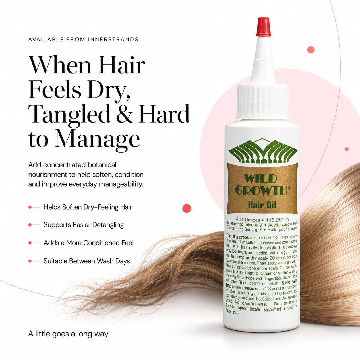 InnerStrands scalp care brush benefit graphic highlighting red light, microcurrent and targeted application