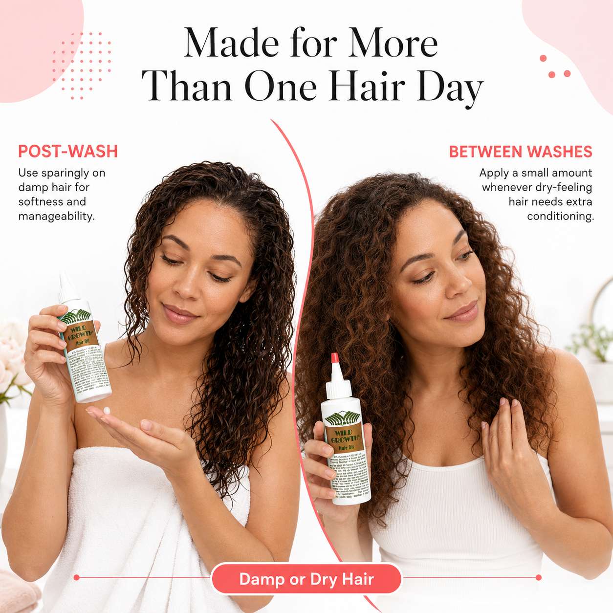 Woman using the InnerStrands Sunset Pink scalp care brush during an at-home beauty routine