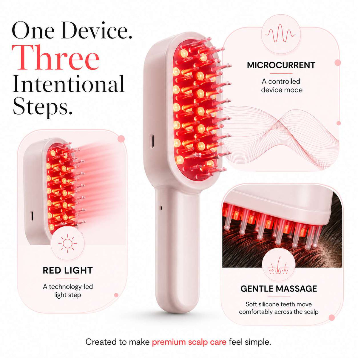 Red Light Scalp Care Brush with Microcurrent
